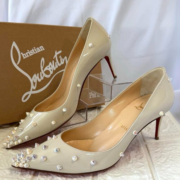 Christian Louboutin Pumps Metallic Glitter DEGRASPIKE 70 PATENT Ivory - Picture 8 of 15